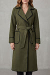 Seraphine – Contrast-Trim Belted Long Coat – Victoria Studio