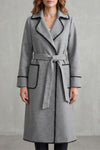Seraphine – Contrast-Trim Belted Long Coat – Victoria Studio
