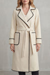 Seraphine – Contrast-Trim Belted Long Coat – Victoria Studio