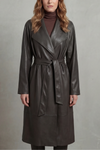 Margaux – Belted Faux Leather Trench – Victoria Studio