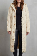 Amélie – Hooded Cable-Knit Cardigan Coat – Victoria Studio