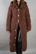 Amélie – Hooded Cable-Knit Cardigan Coat – Victoria Studio