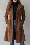 Aureline – Suede-Effect Longline Coat – Victoria Studio