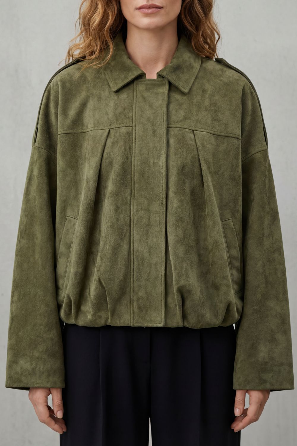Solara – Suede-Effect Bomber Jacket – Victoria Studio
