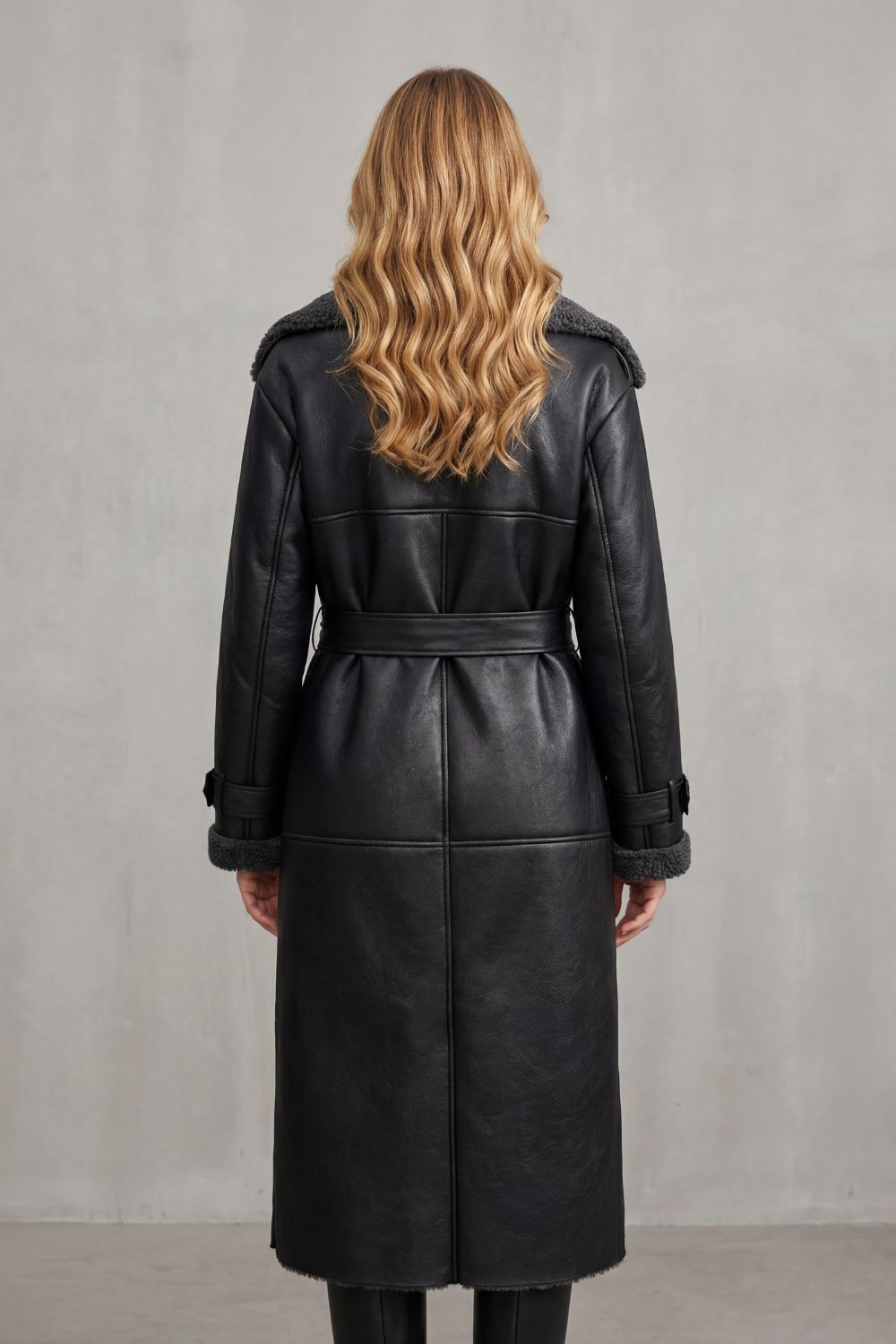 Mirette – Belted Shearling-Style Coat – Victoria Studio