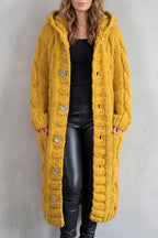 Amélie – Hooded Cable-Knit Cardigan Coat – Victoria Studio