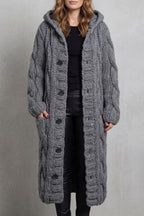 Amélie – Hooded Cable-Knit Cardigan Coat – Victoria Studio