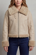 Alba – Blouson aviateur court en imitation peau lainée – Victoria Studio