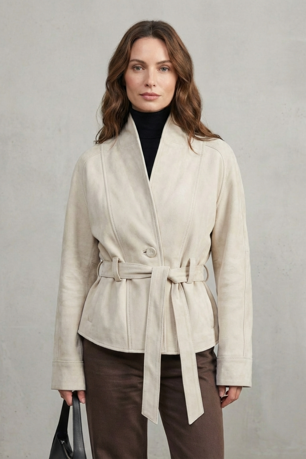 Lucienne – Veste courte croisée en mélange de laine – Victoria Studio