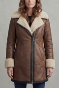 Eliana – Manteau en similicuir à col effet peau lainée – Victoria Studio