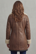 Eliana – Manteau en similicuir à col effet peau lainée – Victoria Studio