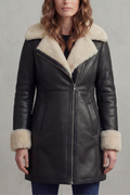 Eliana – Shearling-Collar Faux Leather Coat – Victoria Studio