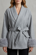 Colette – Faux-Fur Cuff Belted Coat – Victoria Studio
