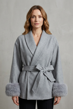 Colette – Faux-Fur Cuff Belted Coat – Victoria Studio