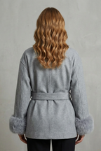 Colette – Faux-Fur Cuff Belted Coat – Victoria Studio