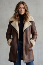 Marcella – Abrigo efecto ante con detalles de borreguito – Victoria Studio