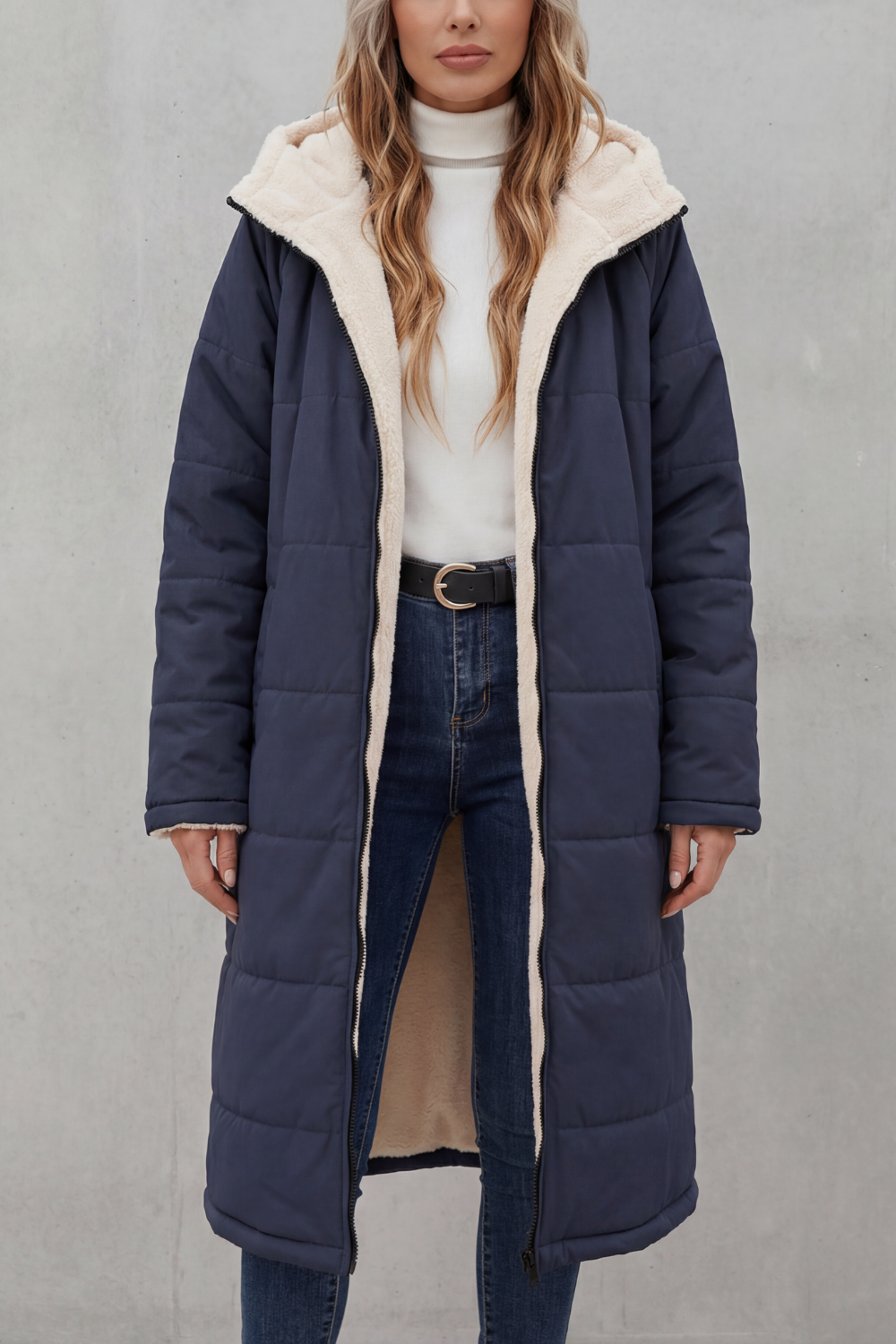 Cambria – Manteau long doublé de polaire – Victoria Studio