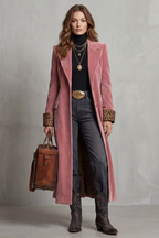 Veloura – Velvet Long Coat with Leopard Lining – Victoria Studio