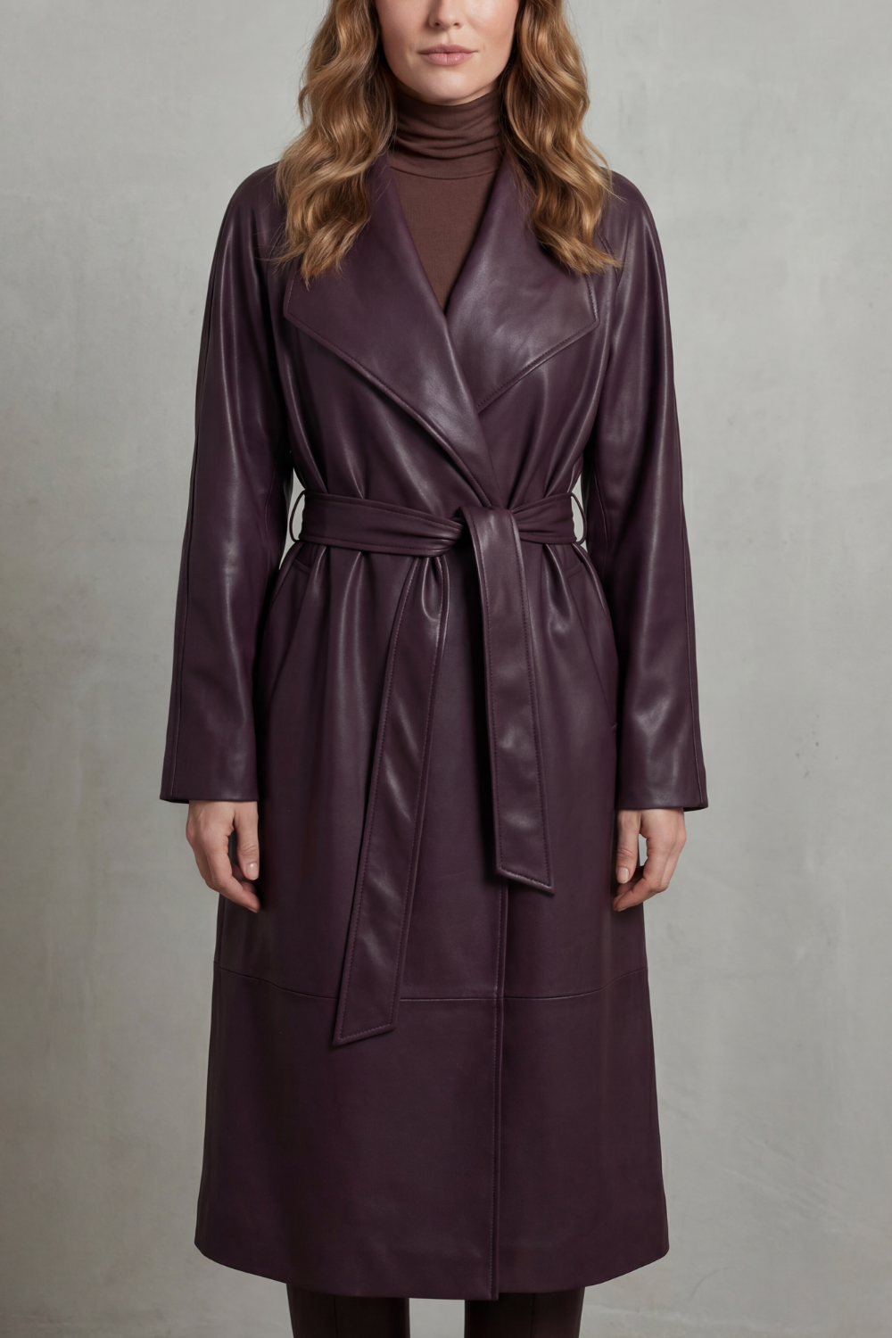 Margaux – Trench ceinturé en similicuir – Victoria Studio