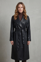 Margaux – Trench ceinturé en similicuir – Victoria Studio