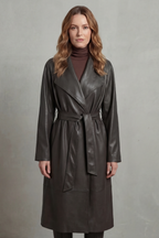 Margaux – Trench ceinturé en similicuir – Victoria Studio