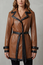 Lucia – Trench in similpelle con profili a contrasto – Victoria Studio