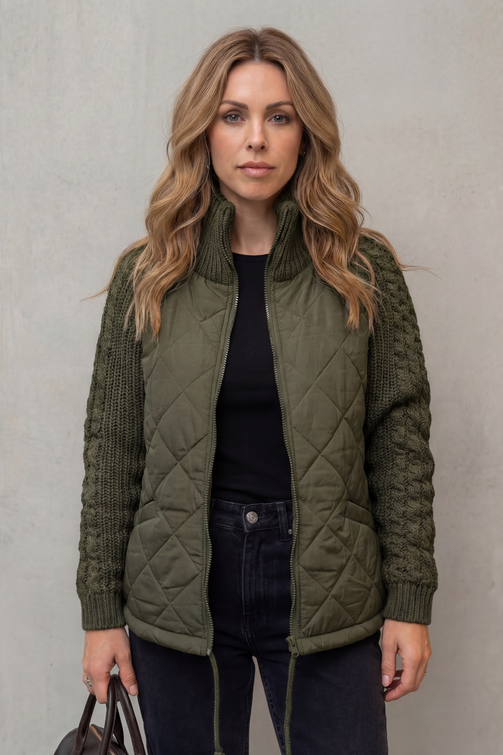 Noella – Knit-Detail Quilted Jacket – Victoria Studio