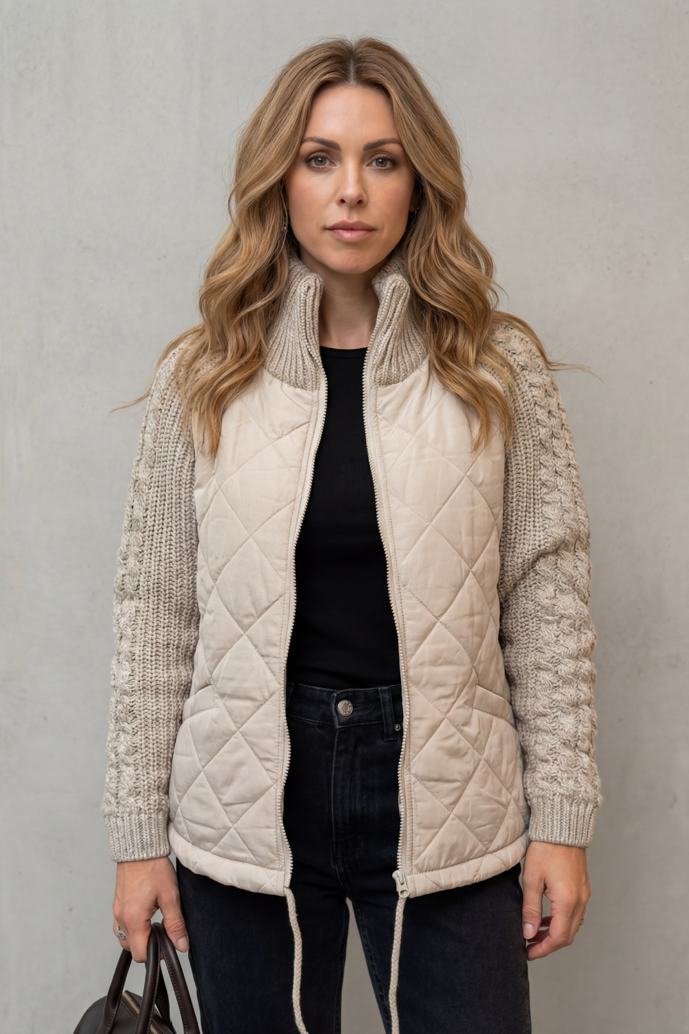 Noella – Knit-Detail Quilted Jacket – Victoria Studio