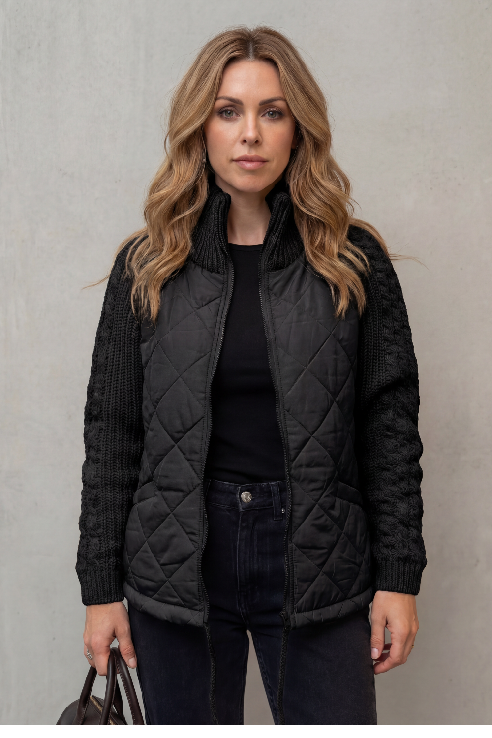 Noella – Knit-Detail Quilted Jacket – Victoria Studio