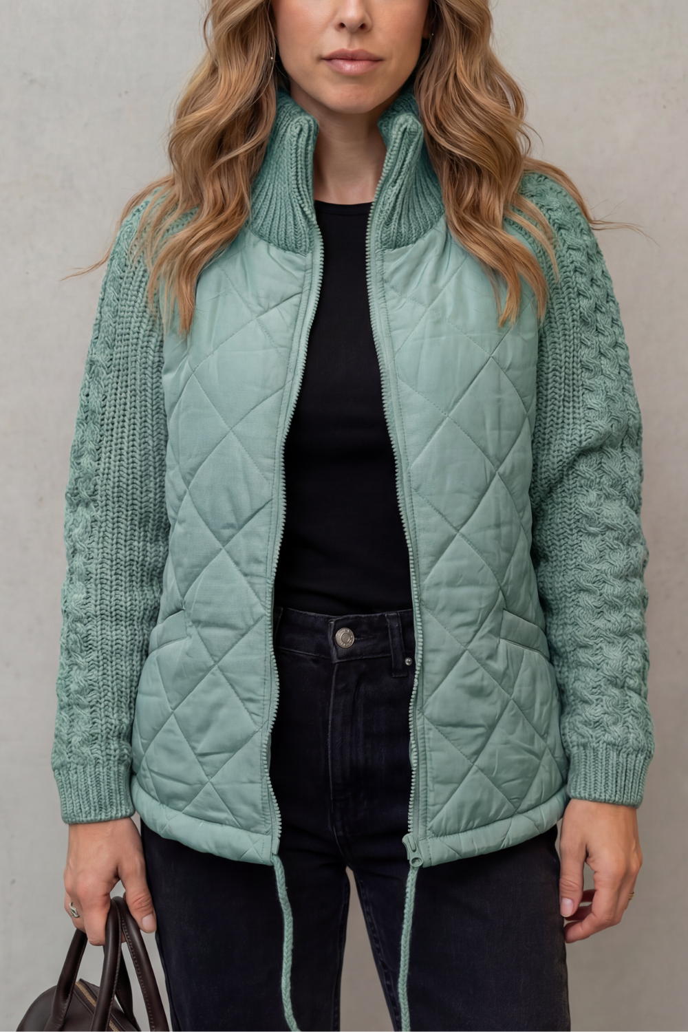 Noella – Knit-Detail Quilted Jacket – Victoria Studio