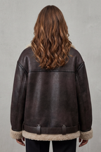 Roxane – Belted Shearling-Trim Aviator Coat – Victoria Studio