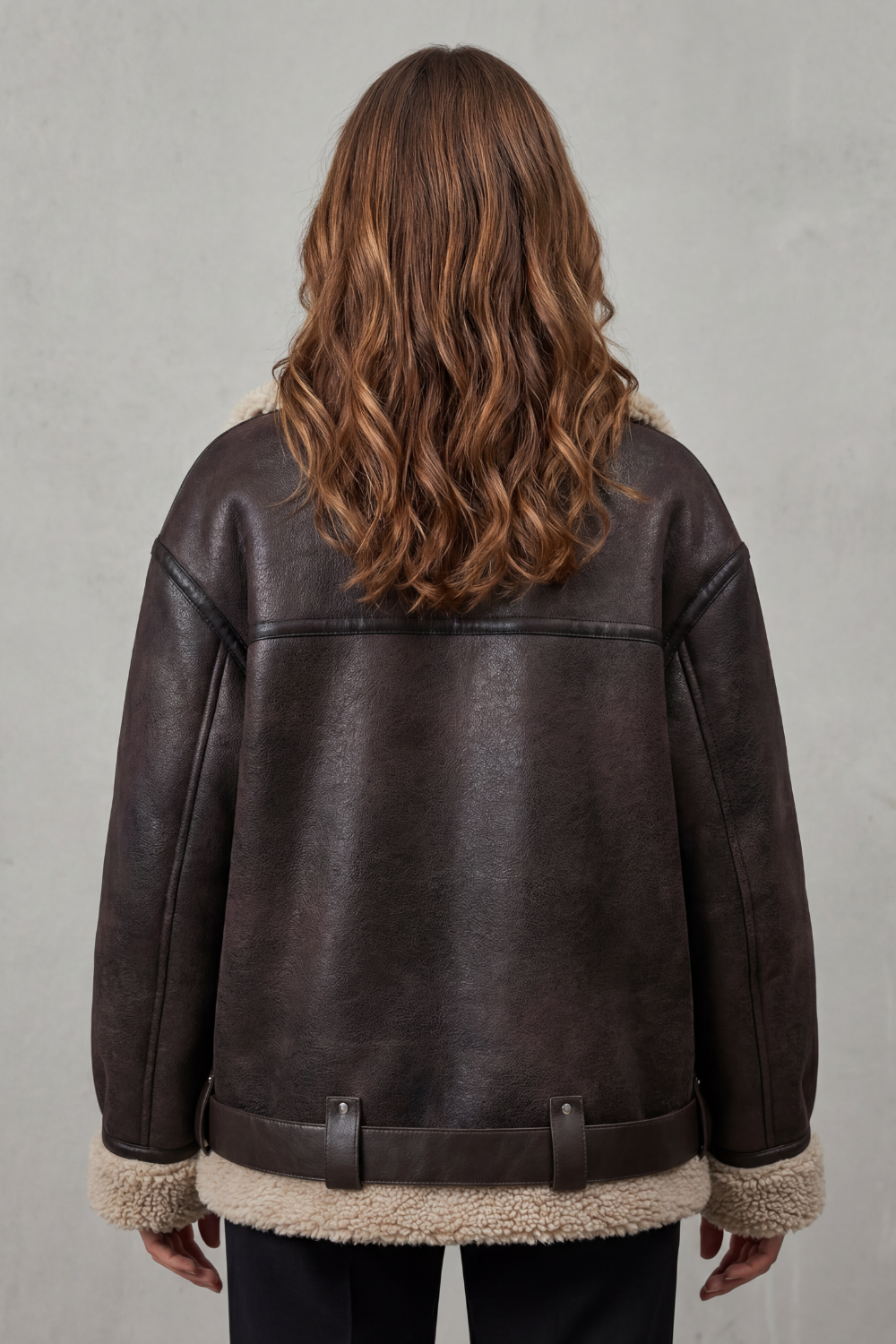 Roxane – Belted Shearling-Trim Aviator Coat – Victoria Studio