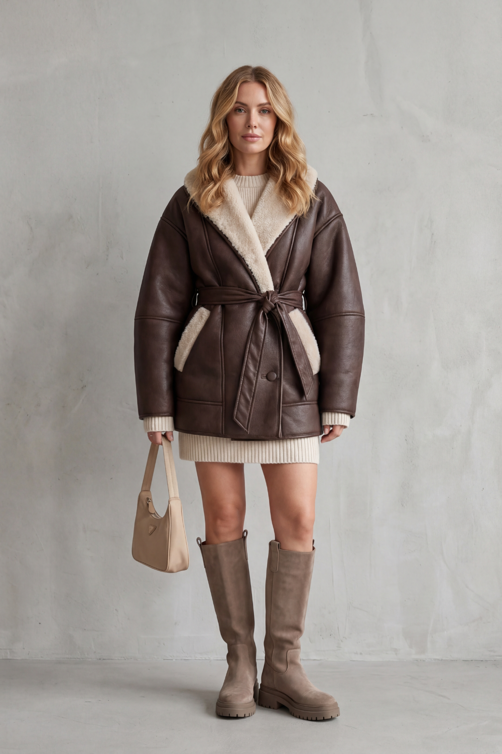 Selene – Cappotto in similpelle con dettagli in pile – Victoria Studio