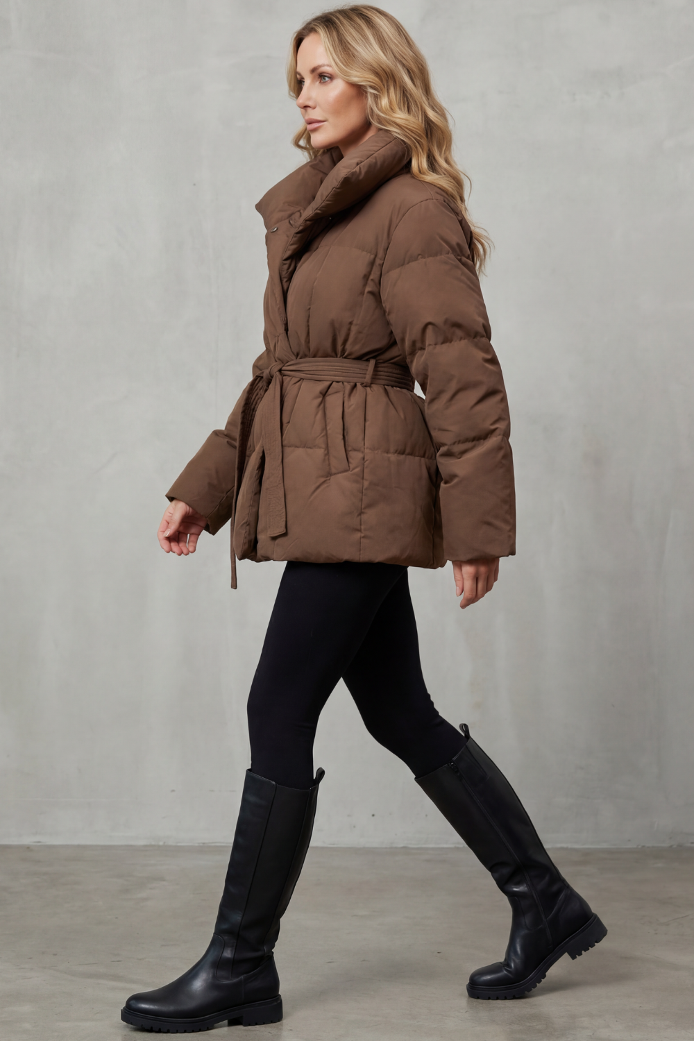 Valeria – Belted Oversized Puffer Coat – Victoria Studio