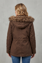Violette – Parka con capucha ribeteada de pelo sintético – Victoria Studio